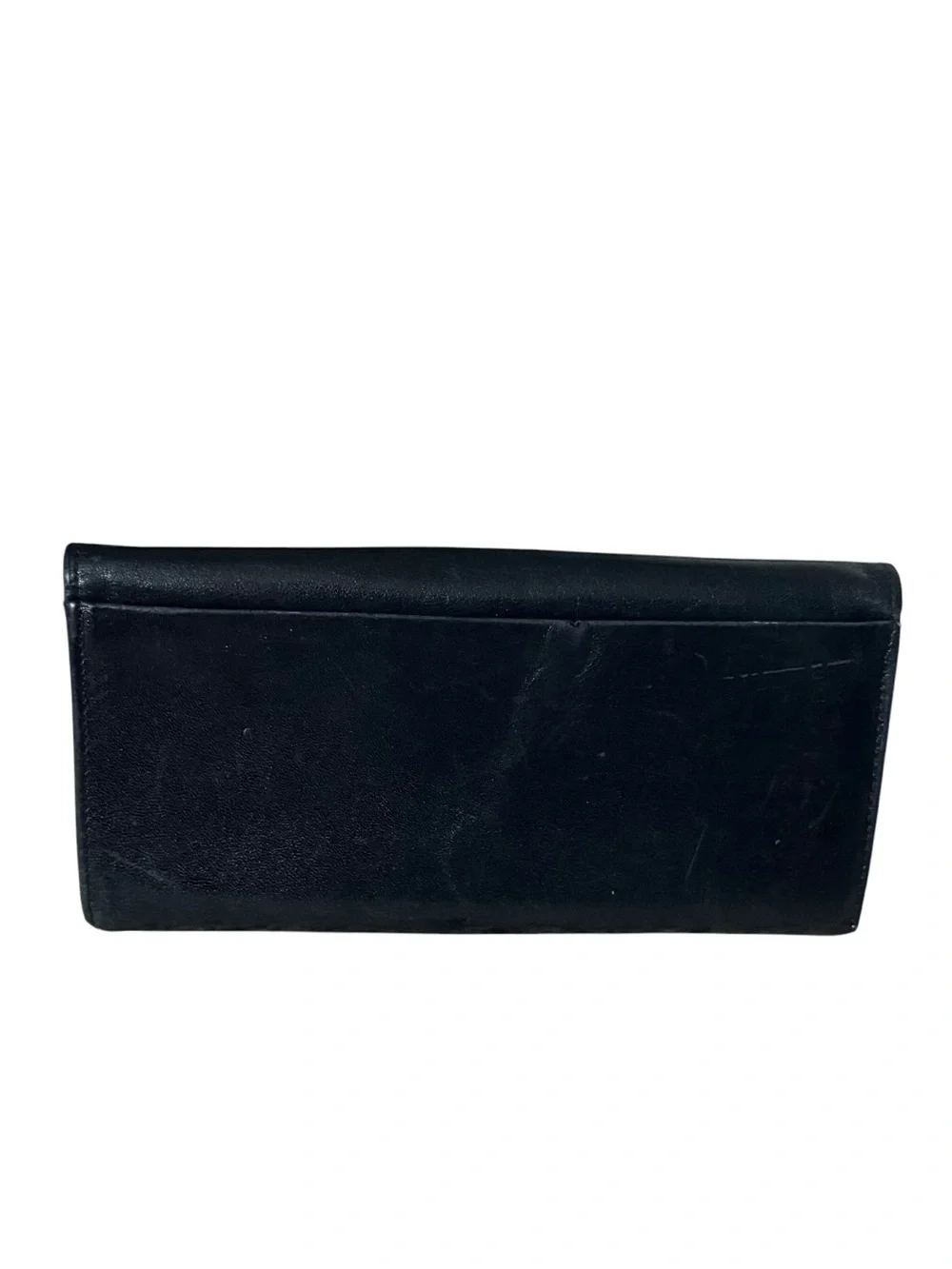 Vintage GIVENCHY PARIS Black Leather Long Wallet with Red Lizard Accent